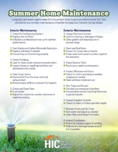 Summer Maintenance Check list