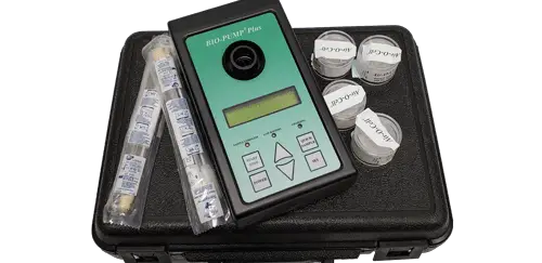 Air sampling pump and sample cassettes used for mold testing