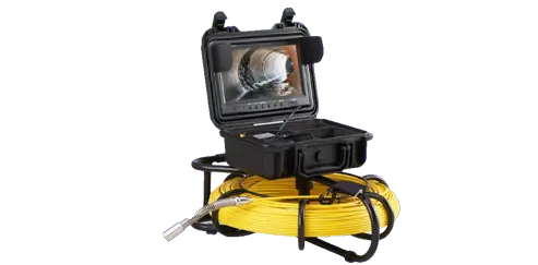 Push-rod sewer scope camera with monitor and cable reel